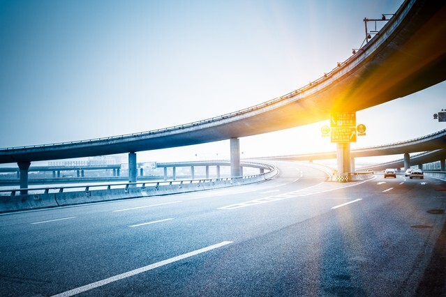 Concrete road curve of viaduct in shanghai china outdoor